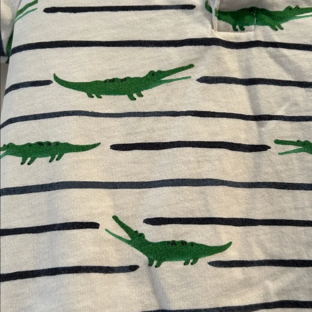 Gymboree alligator print striped Polo 1/4 button shirt short sleeve kids Size 4T